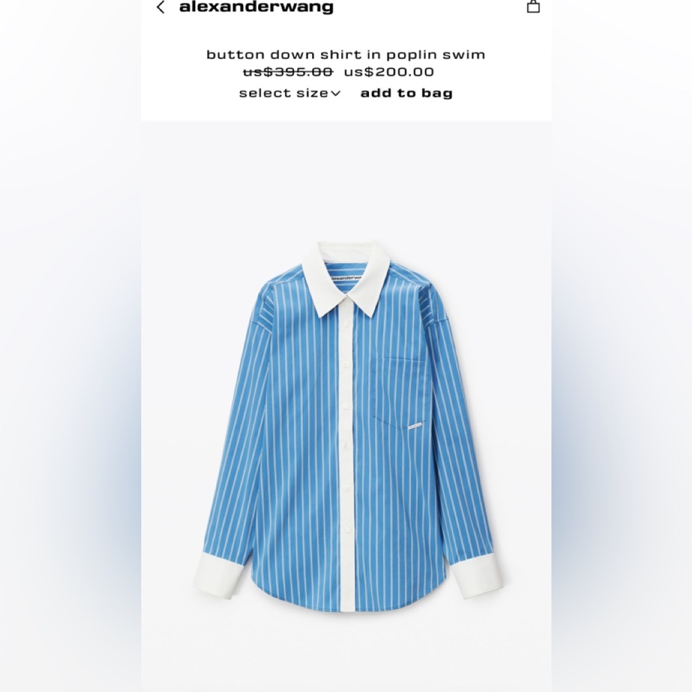 Alexander Wang button down shirt in poplin swim
